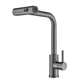 Смеситель для кухни с мультифункциональным изливом Shevanik S263T, оружейная сталь