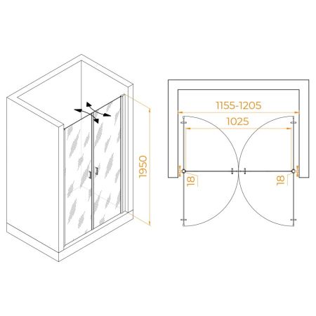 Душевая дверь RGW PA-104B (1200), артикул 060810412-14