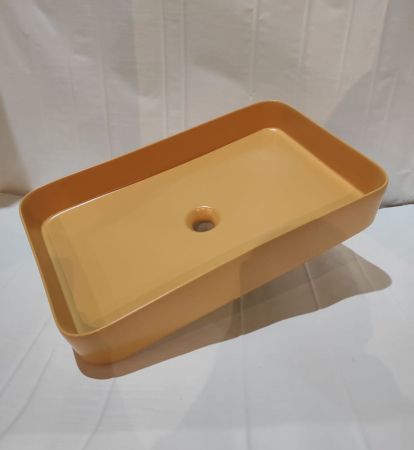 White Ceramic Blade, накладная прямоугольная раковина 65x40x11,5h см, цвет оранжевый матовый, артикул W0517OC