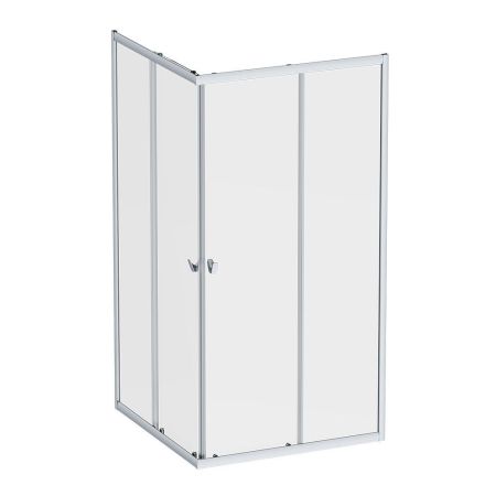 W87G-403-100100-MT Sunny душ огражд квадратн, раздвижн двери 100x100 серебро,стекло прозрачн