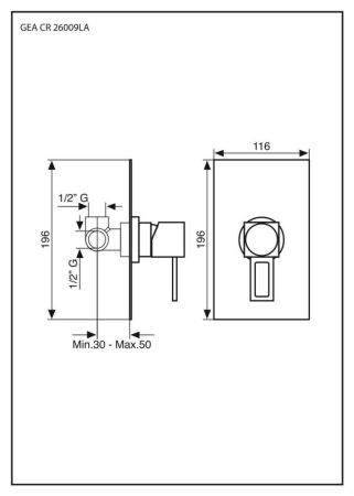 Emmevi Gea, однорычажный встраиваемый смеситель для душа, ручка со стержнем, цвет хром, артикул 26009LA/CR