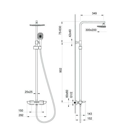 Душевая система Timo Helmi SX-1170/03 черный, артикул SX-1170/03