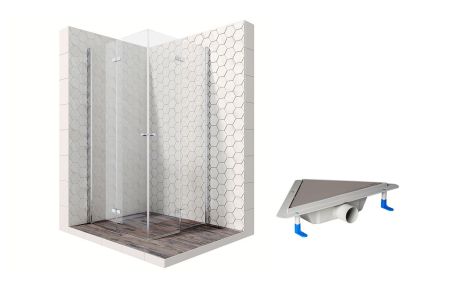 Душевой уголок Ambassador Nord 13011109-ST17, квадратный, угловой трап, 100х100, артикул 13011109-ST17