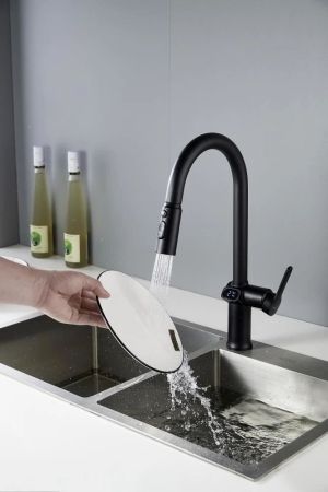 Смеситель для кухни с индикатором температуры Knotlor KN-100/BL, черный, артикул KN-100/BL