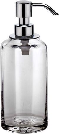 Surya Crystal, дозатор высокий 7х7хh19 см с помпой V5, прозрачное стекло, цвет хром, артикул 6607/CH-OPG-V5