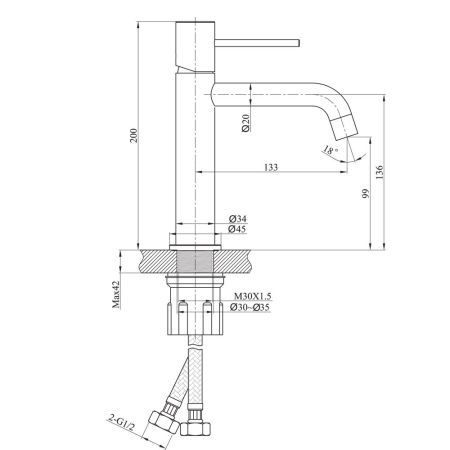 Смеситель для раковины Raiber RP-001, хром