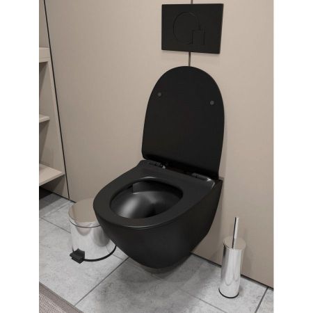 Унитаз подвесной Maretti Elena безободковый с микролифтом, EA10PBM93-560, черный, артикул EA10PBM93-560