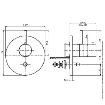 Смеситель для душа, Fima Carlo Frattini, Fimatherm, тип открывания воды-однорычажный, тип регулирования воды-термостатический картридж, монтаж-настенный встраиваемый, на два источника с переключателем, внутренняя часть-необходимо заказать, цвет-чёрный мат, артикул F4039X2NS