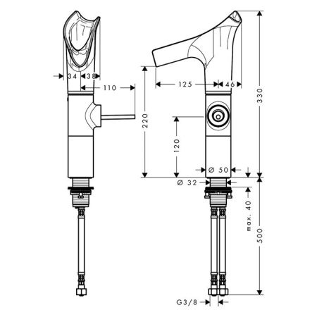 AX Starck V Смеситель для раковины 220, цвет шлифованное золото, артикул 12114250