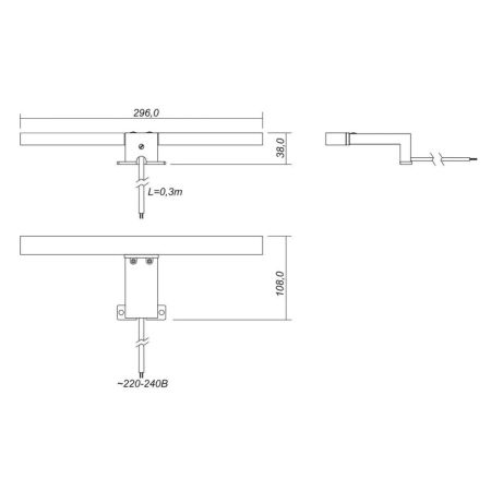 Светильник Dreja PRIME, для зеркального шкафа, LED, пластик, хром