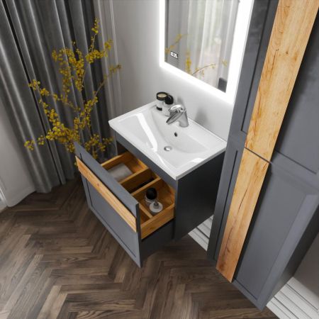 Комплект мебели для ванной Бриклаер БЕРЛИН 60SD, оникс серый, артикул БЕРЛИН 60SD