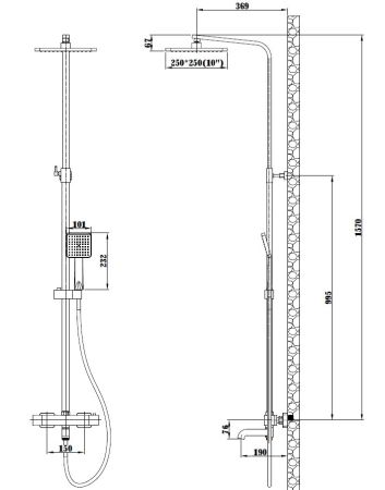 Душевая система с термостатом Singapore black, артикул: STT5054 BL, ESKO