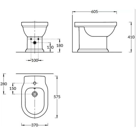 Биде POMPEI напольное, белое глянцевое, артикул PO.bidet.01