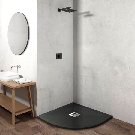 Поддон для душа из искусственного камня VST-4SQ1010A, 1000*1000*25, антрацит, артикул VST-4SQ1010A