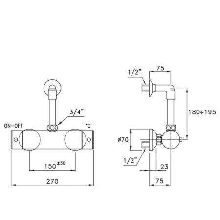Stella Italica Термостатический смеситель для душа, IS3285, цвет: хром