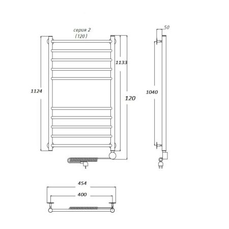 Электрический полотенцесушитель Тругор Аспект 2 элТЭН 120x40 Хром, артикул Аспект2/элТЭН12040
