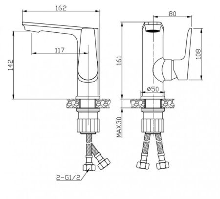 ANCONA Смеситель для раковины без донного клапана, хром ANCONA-LVM-CRM, артикул ANCONA-LVM-CRM