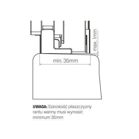 Шторка для ванны NEW TRENDY SMART BLACK 150 см EXK-4209 (черный)