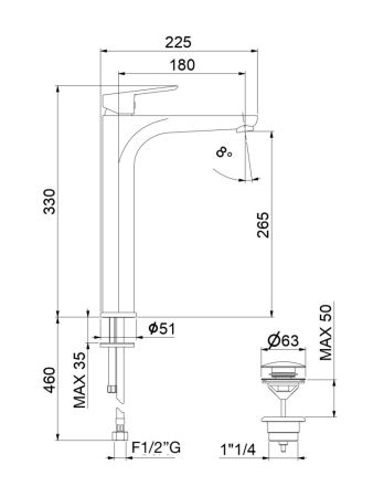 Смеситель для раковины Fiore KEVON CHIC 81BX8119, хром/черный, артикул 81BX8119