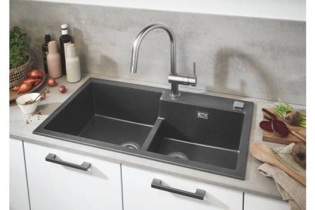 Мойка GROHE K500 с 2 чашами, 860 x 500 мм, серый гранит (31649AT0), артикул 31649AT0