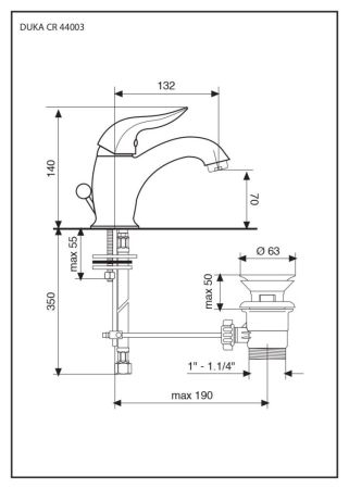 Emmevi Duka, смеситель с донным клапаном для раковины, цвет бронза, артикул 44003/BR