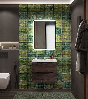 MARINO-CER-N База под раковину подвесная с двумя выкатными ящиками, Rovere Nature Grigio, 596x455x500, MARINO-CER-N-600-2C-SO-RNG-P