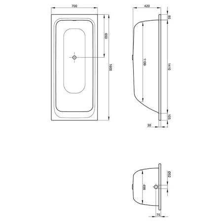 BETTE Слив-перелив Bette Multiplex M5,удлиненный, хром, артикул B603-901cr