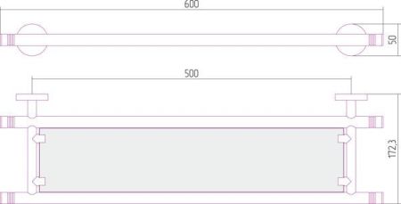 Полка, Сунержа, КАНЬОН, ширина, мм-600, глубина, мм-173, высота, мм-50, тип установки-настенный, материал-нержавеющая сталь/стекло, крепления в комплекте, цвет-золото, артикул 03-3003-0600