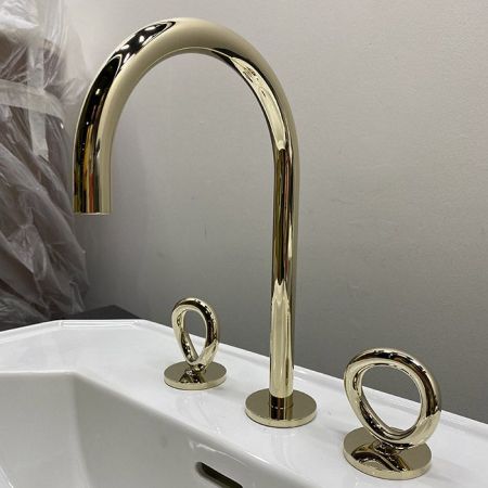 THG Collection O Смеситель для раковины, 3 отв., цвет: Soft gold