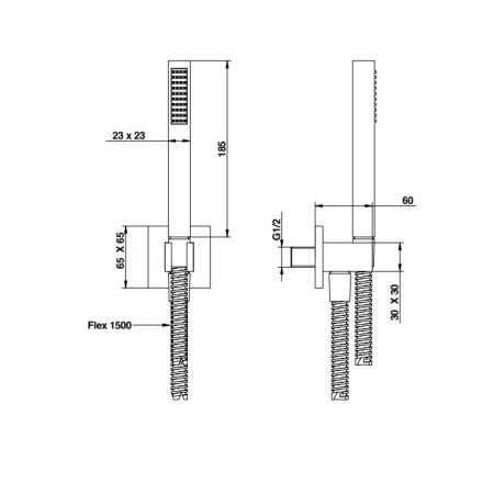 Bongio  Душевой набор вывод, шланг 1500 мм и ручной душ, цвет хром, артикул 00834CR0EPR