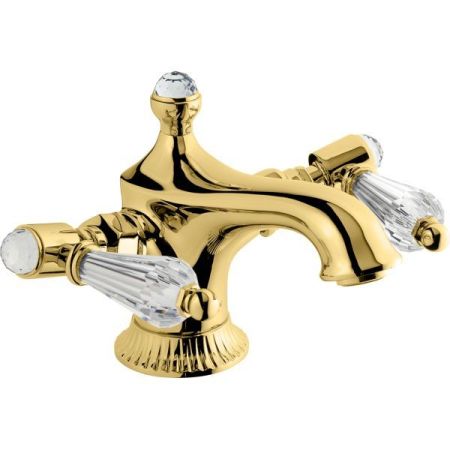Смеситель The One для раковины. Прозрачные кристаллы Swarovski, цвет золото, артикул 98003LCSWOR