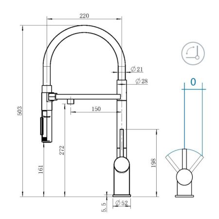 Смеситель для кухни Grandex Aqua Choice-S 9020153, графит