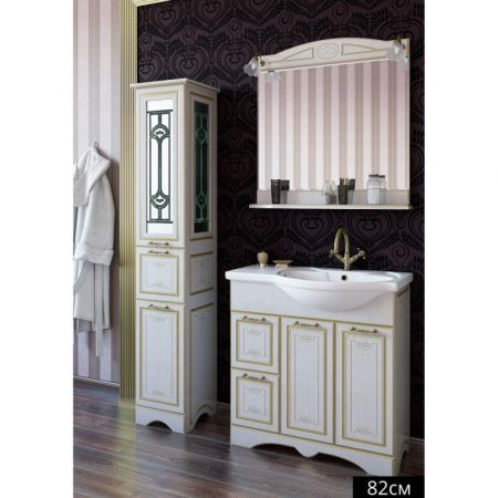 Шкаф пенал Sanflor Адель 36 L Н0000000558 Белый с патиной Золото, артикул Н0000000558