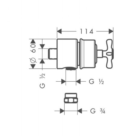 AX Montreux Вывод воды для ручного душа с клапаном и вентилем, ½’, цвет: шлифованный никель, артикул 16882820