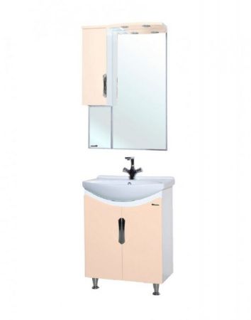 Зеркало со шкафом Bellezza Лагуна 65 4612110001073 с подсветкой R Бежевое Белое