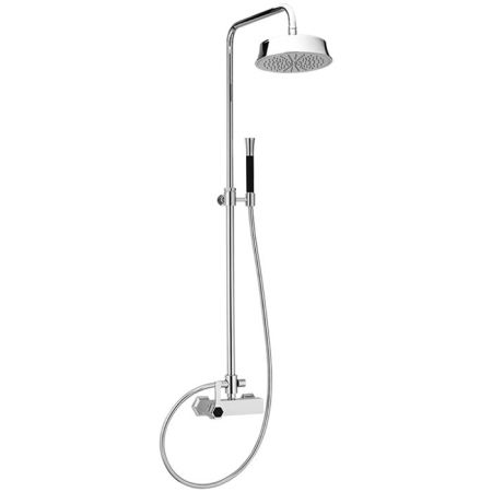 CISAL Cherie Душевой комплект: смеситель, стойка с верхним душем, лейка+шланг, цвет хром/черный