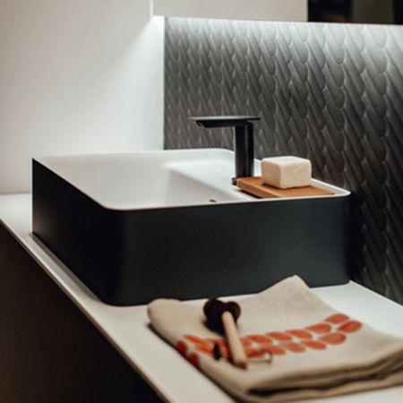 Agape Marsiglia Раковина прямоугольная 60x47x16 см, с 1 отв., цвет: белый/темный серый