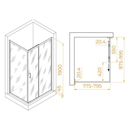Душевой уголок RGW PA-245B (Прозрачное, 800x1000), артикул 410824580-14