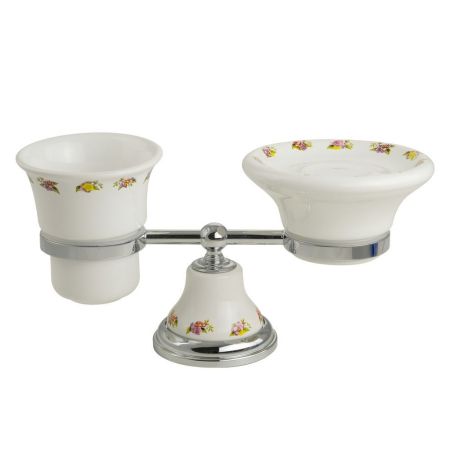 PROVANCE Стакан и мыльница настольные, керамика с декором/хром, артикул 17677