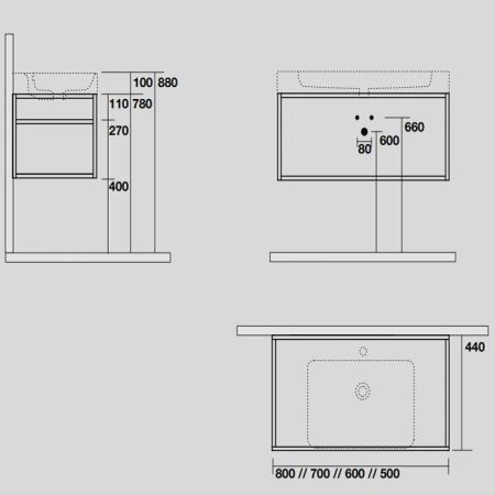 KERASAN Cento раковина 80х45 подвесная c 1отв под смеситель, белая, артикул 353301*1