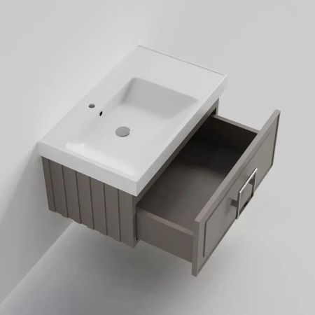 Тумба под раковину подвесная La Fenice Cubo FNC-01-CUB-C-80, бежевая, артикул FNC-01-CUB-C-80