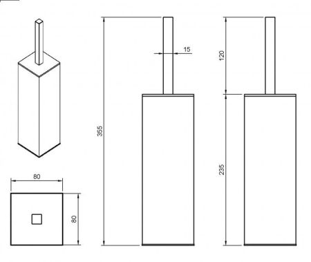 Щетка для унитаза напольная CEZARES PRIZMA-TBP, артикул PRIZMA-TBP-01