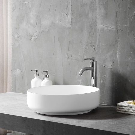 Раковина из искусственного камня Vincea VBS-6S16MW, 450*450*130, накладная, цвет белый матовый, артикул VBS-6S16MW