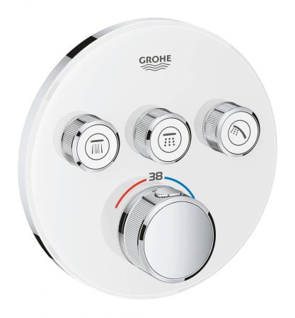 Внешняя часть термостатического смесителя на 3 выхода GROHE Grohtherm SmartControl, белая луна (29904LS0), артикул 29904LS0