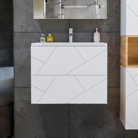 Тумба под раковину подвесная Бриклаер КРИСТАЛЛ белый, 70 см, артикул 4627125415951