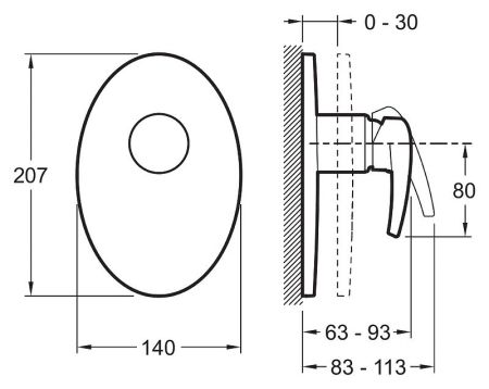 Смеситель для душа встраиваемый JACOB DELAFON KANDEL/PANACHE E98704-CP (хром), шт, артикул E98704-CP