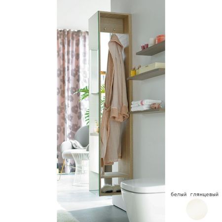 BURGBAD SYS30 Шкаф 300х350х1760 мм, подвесной левый, 1 дверка зеркальная,  цв белый глянцевый, артикул SPDI030L461