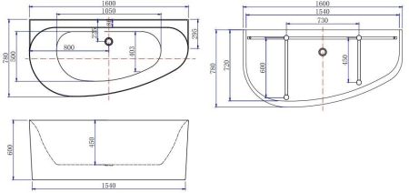 Акриловая ванна Allen Brau Priority 5 А 160x78 2.31005.21A/AM, артикул 2.31005.21A/AM