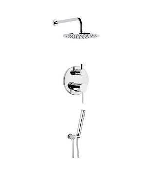 Emmevi Filobrass,  душевой комплект на 2 потребителя с круглым верхним душем Ø 250мм и кронштейном 350мм, цвет хром