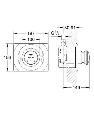 Внешняя часть автоматического смесителя для душа GROHE Contromix, хром (36121000)